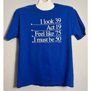Vintage Fruit of the Loom T Shirt Blue Size XL Birthday Age Shirt